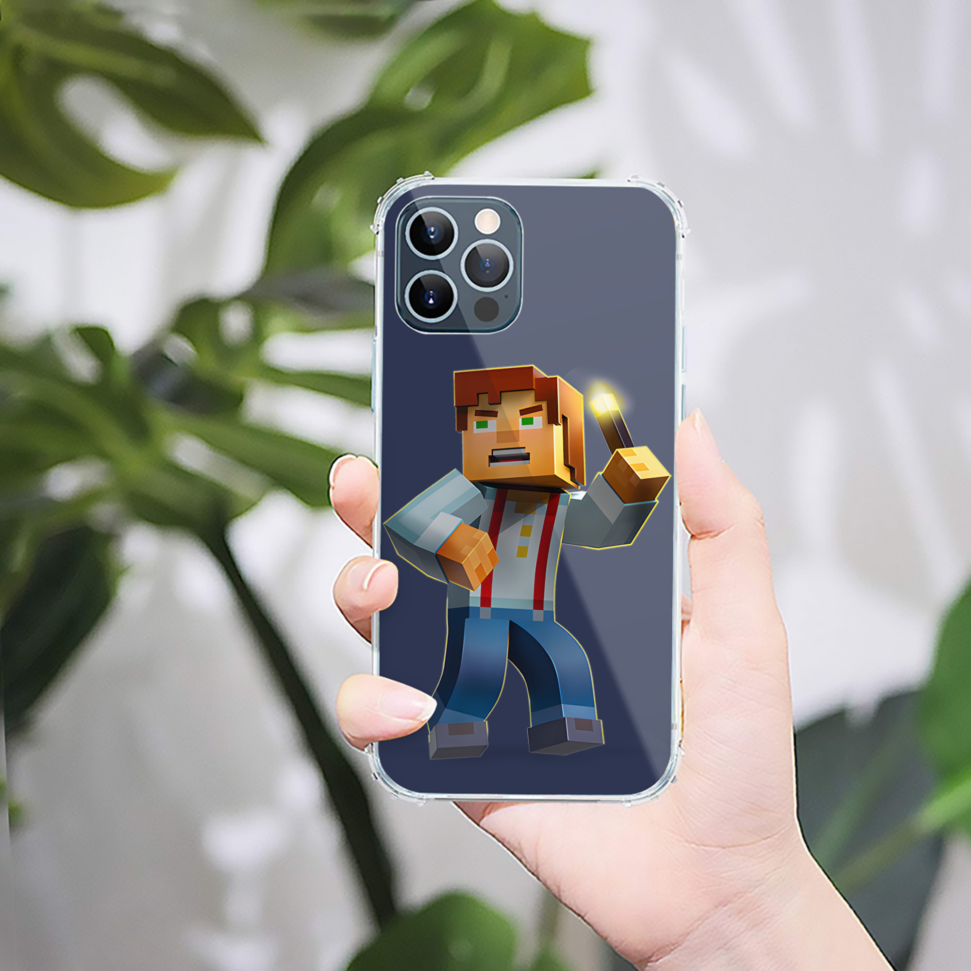（画像用） マインクラフト ブロックの世界 Minecraft MC Block world 【iPhone 12シリーズ対応】透明スマホケース（クリアソフトケース）